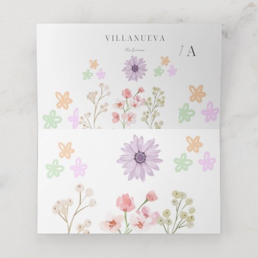 Placement Carte de table pliante papier à graines de fleurs  (Intérieur déplié)