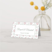 Placement Carte de table pliée à motif floral et texte vert (Dos)