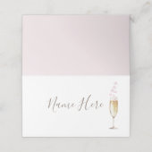 Placement Carte de table pliée avec rose et verre à champagn (Extérieur déplié)