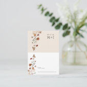 Placement Carte de table pliée florale boho (Debout devant)
