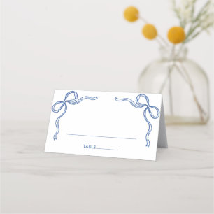 Placement Carte de Table Pliée Mariage Fantaisie Bleu Ruban