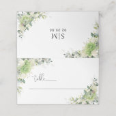 Placement Carte de Table Pliée Mariage Hortensias Verts (Extérieur déplié)