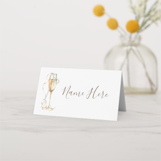 Placement Carte de table pliée Perles Verre à Champagne (Devant)