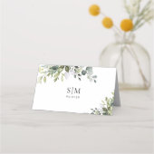 Placement Carte de table pliée pour mariage au eucalyptus (Dos)