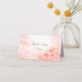 Placement Carte de table pliée rose mariage (Devant)