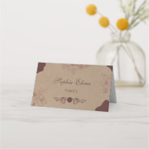Carte de Table Pliée Rustique Kraft Vintage pour M