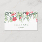 Placement Carte de table Poinsettia Pins Feuillage Vert Baie (Dos)