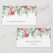 Placement Carte de table Poinsettia Pins Feuillage Vert Baie (Devant / Derrière)