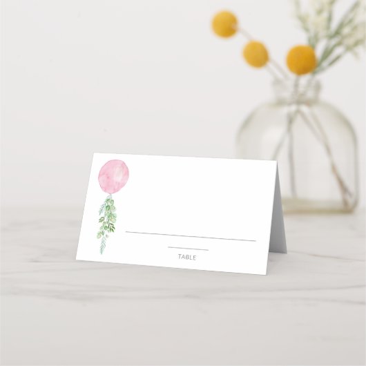 Placement Carte de table pour Baby Shower Ballon Rose (Devant)