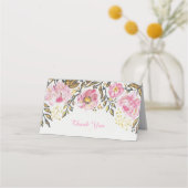 Placement Carte de table pour Baby Shower Rose Floral Or (Dos)