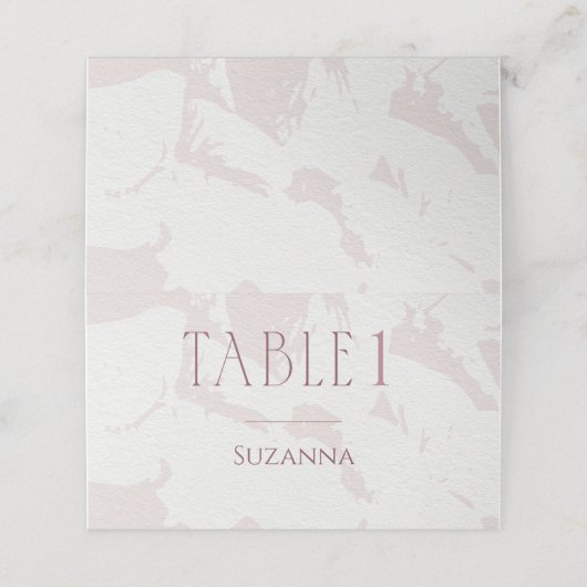 Placement Carte de table pour une réception de mariage rose (Extérieur déplié)