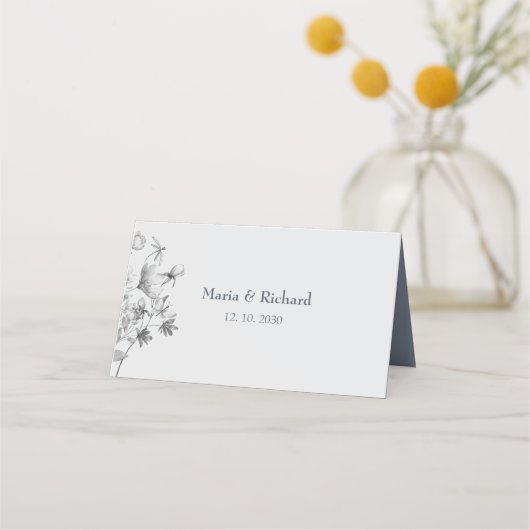 Placement Carte de table romantique poussiéreuse bleue pour  (Dos)