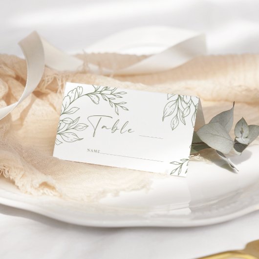 Placement Carte de table simple fleur boho sauge pour mariag
