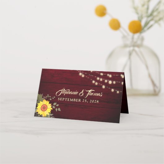 Placement Carte de table Tournesol Rustique (Dos)