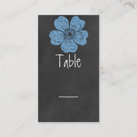 Placement Carte de table Wild Blue Rose Chalkboard (Devant)