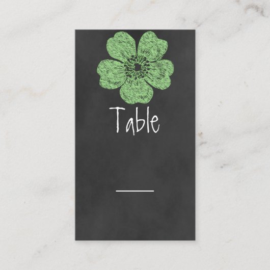 Placement Carte de table Wild Green Rose Chalkboard (Devant)