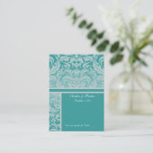 Placement Carte de visite de la plaque Argent et Aqua Damask (Debout devant)