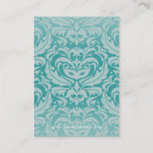 Placement Carte de visite de la plaque Argent et Aqua Damask (Dos)