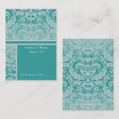 Placement Carte de visite de la plaque Argent et Aqua Damask (Devant / Derrière)