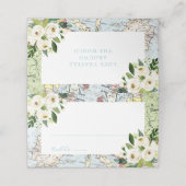 Placement Carte de voyage thème floral bleu et vert (Extérieur déplié)