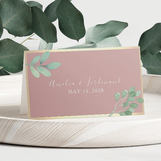 Placement Carte d'emplacement de mariage à la verdure rose p