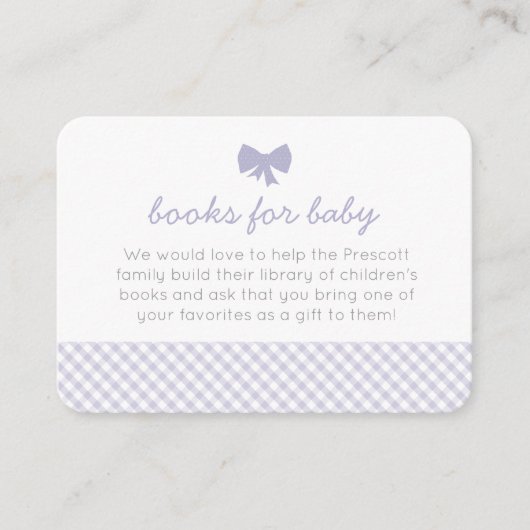 Placement Carte d'enceinte de baby shower arc en vichy viole (Devant)