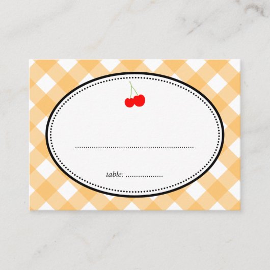 Placement Carte d'entrée de cerisier rustique en vichy pays (Devant)