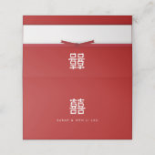 Placement Carte d'escort de table rouge chinoise Double Bonh (Extérieur déplié)
