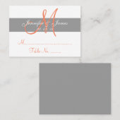 Placement Carte d'escorte de mariage de corail gris (Devant / Derrière)