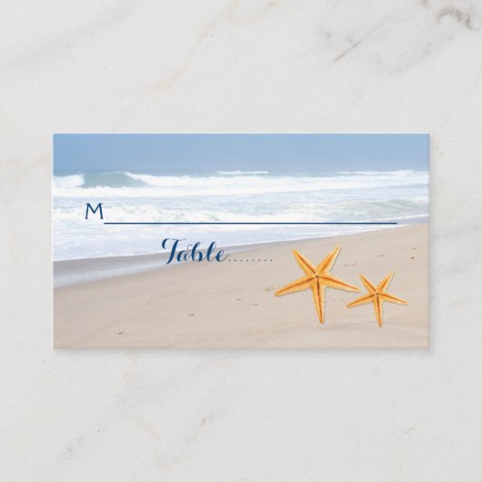 Placement Carte d'escorte de mariage de plage d'été Starfish (Devant)