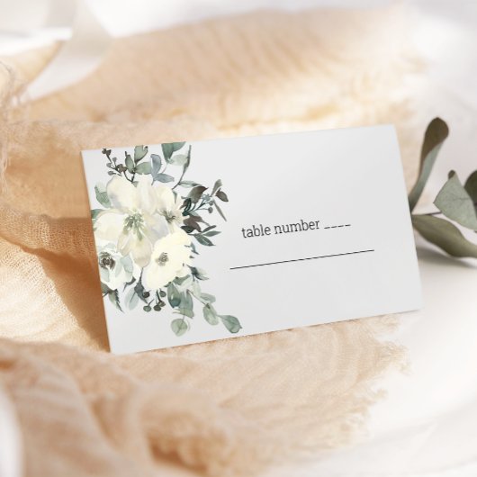 Placement Carte d'escorte Mariage de fleurs aux roses blanch