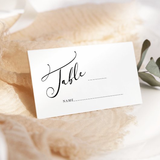 Placement Carte d'escorte Mariage de script simple Black Mod