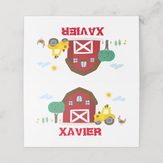 Placement Carte du nom de la ferme, étiquette de la fête de  (Extérieur déplié)