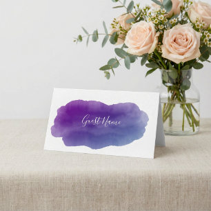 Placement Carte du nom de l'invité d'aquarelle violette soup