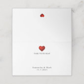Placement Carte Mariage blanche de Coeur rouge simple et mod (Extérieur déplié)