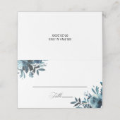 Placement Carte Mariage bleu floral de la marine céleste (Extérieur déplié)