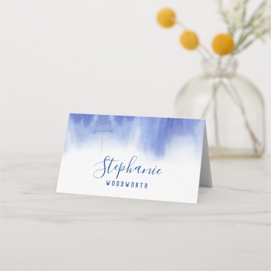 Placement Carte mariage bleu moderne, carte d'escorte de pla (Devant)