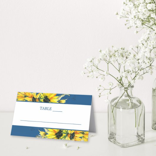 Placement Carte Mariage classique de tournesol bleu