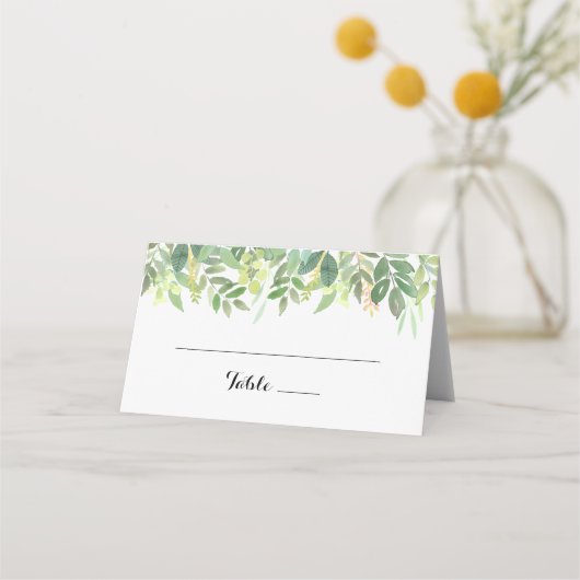 Placement Carte Mariage de Foliage Botanique de verdure (Devant)