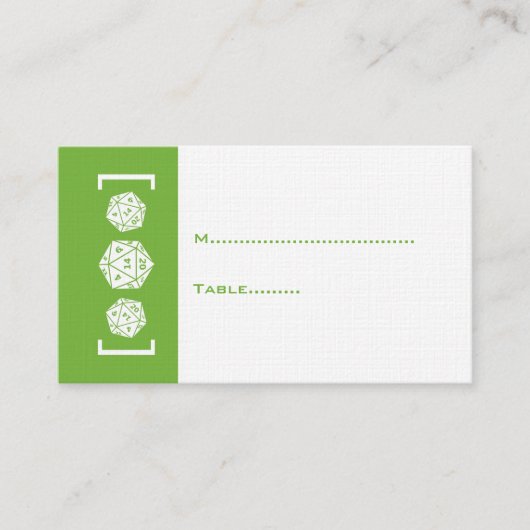 Placement Carte Mariage de jeu de dés Green D20 (Devant)