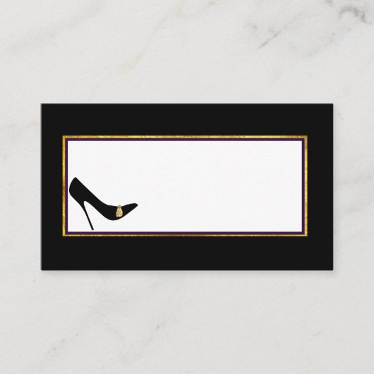 Placement Carte Mariage de la Stiletto Noir et Or (Devant)