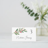 Placement Carte Mariage de la verdure d'hiver Berry rouge (Debout devant)