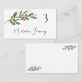 Placement Carte Mariage de la verdure d'hiver Berry rouge (Devant / Derrière)