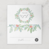 Placement Carte Mariage de Noël Watercolor Vert (Extérieur déplié)
