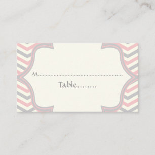 Placement Carte mariage de place rose, gris chevron