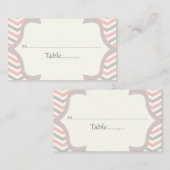 Placement Carte mariage de place rose, gris chevron (Devant / Derrière)