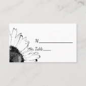 Placement Carte Mariage de tournesols noir et blanc (Devant)