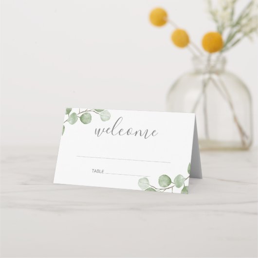 Placement Carte Mariage de verdure Eucalyptus Watercolor (Devant)