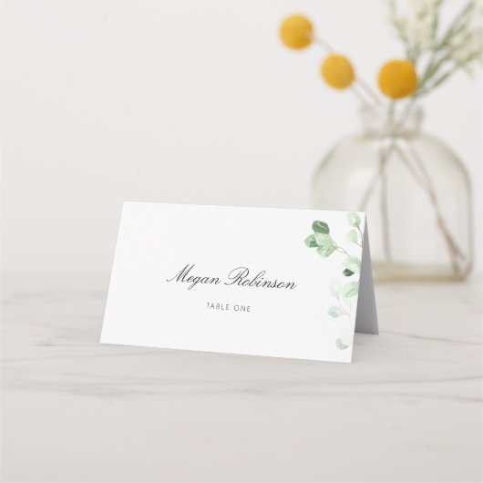 Placement Carte Mariage minimaliste de verdure (Devant)