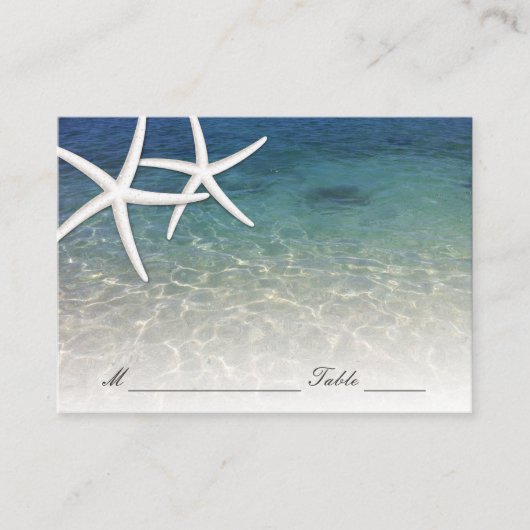 Placement Carte mariage | Plage de Starfish de la mer bleue (Devant)